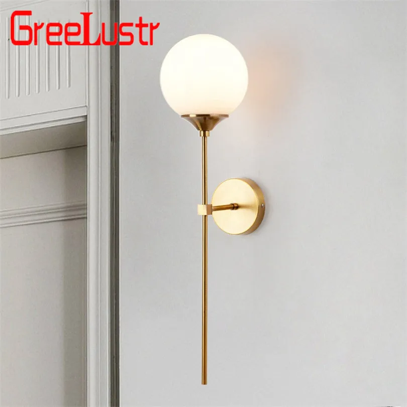 Американский стеклянный шар светодиодный настенный светильник из меди