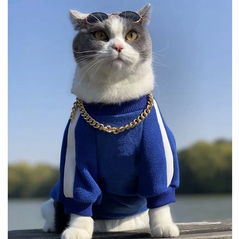 Модная толстовка с капюшоном для собак Спортивная стильная одежда кошек теплая