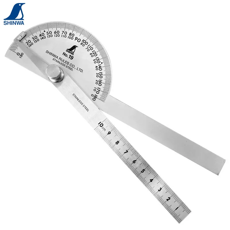 

SHINWA мини-транспортир Пингвин, классический угломер, линейка, инструмент для мастера, 180 градусов, диаметр 40 мм, диаметр 90 мм, головка 10 см