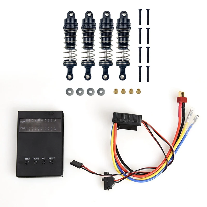 

2 комплекта автозапчастей на радиоуправлении: 1 набор амортизаторов и 1 набор электронных контроллеров скорости, водонепроницаемый ESC с прог...