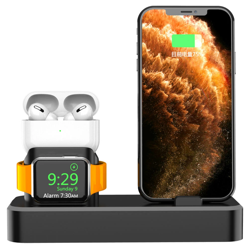 

3 in 1 Wireless Charger Holder for iPhone 11 Airpods Pro Apple Watch Phone Stand Silicone Chargeing Bracket Carregador Sem Fio
