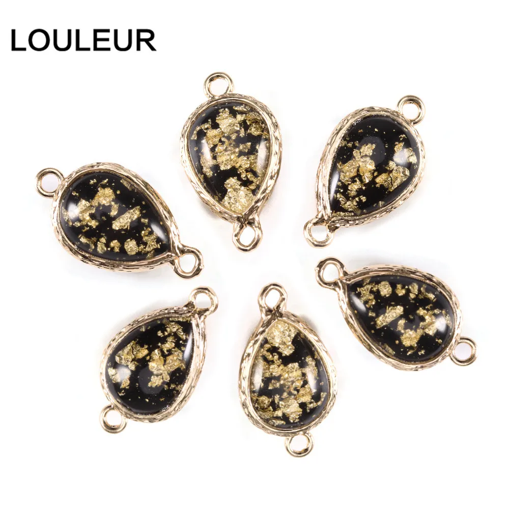 

5pcs/lot 12x19mm Natural Stone Pendant Water Drop Shine Resin Crystal Charms Connector For DIY Jewelry Making Findings Wholesale