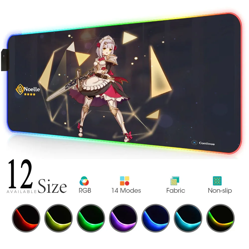 

Genshin Impact Mouse Pad Blue Led Mouse Pad Anime Carpet Mouse Gel Rgb Rug Gaming Mouse with Backlight Gamer Decoration Gloway