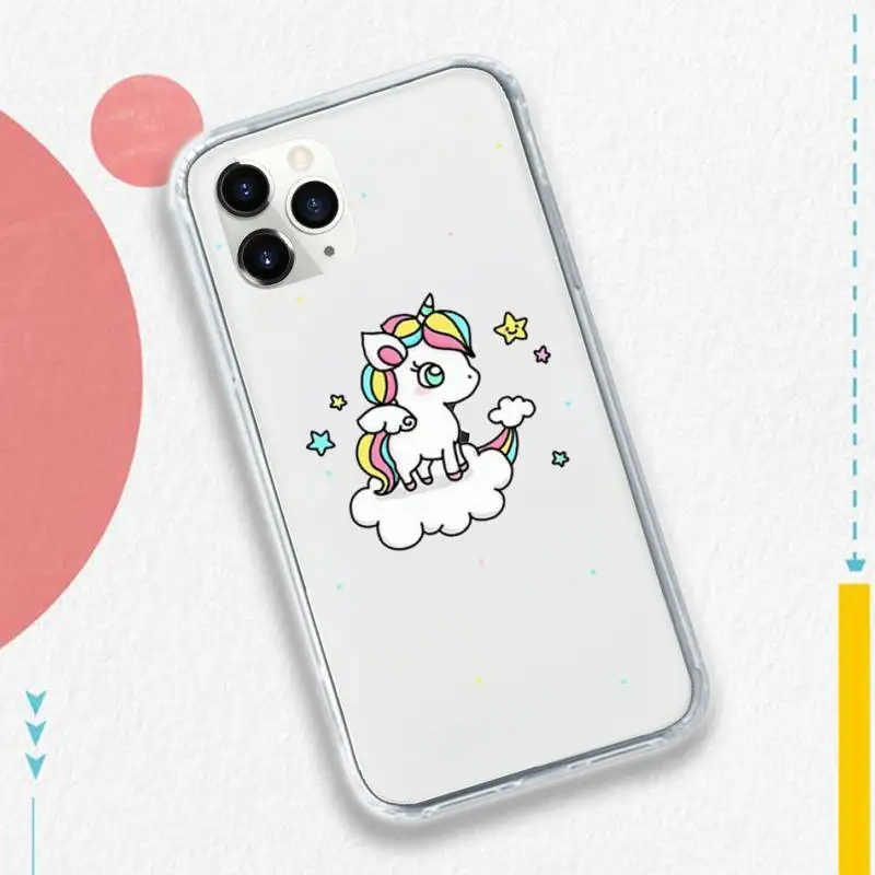

unicorn Cute rainbow cartoon Phone Case Transparent soft For iphone 5 5s 5c se 6 6s 7 8 11 12 plus mini x xs xr pro max