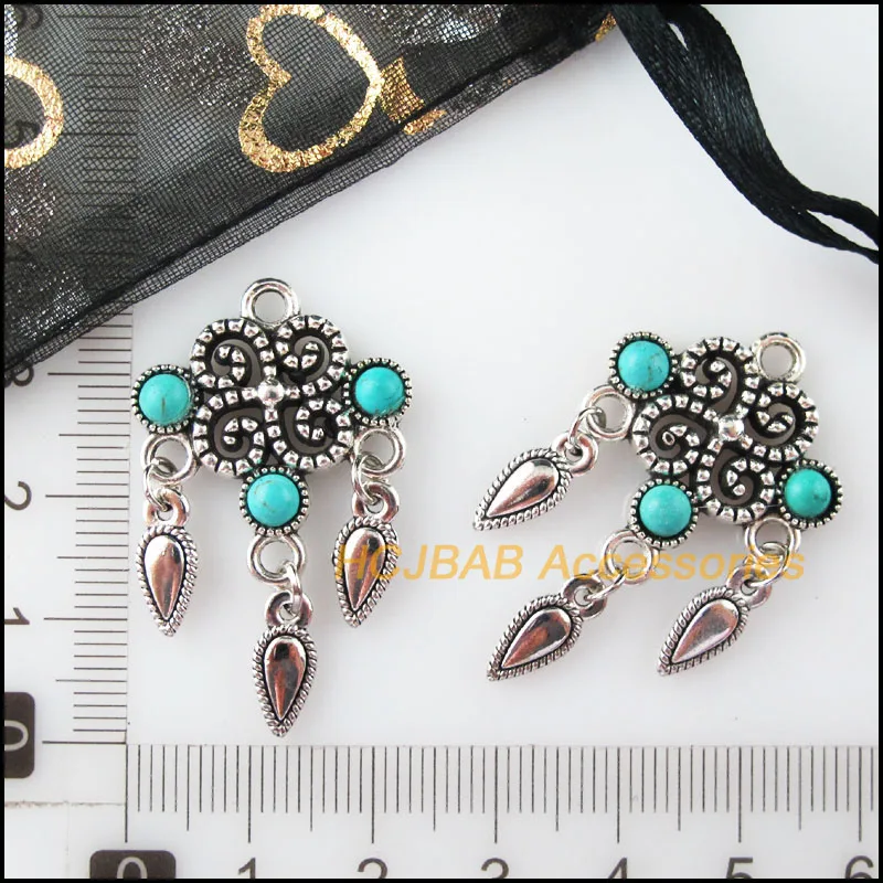 5 шт. Тибетский Серебряный тон китайский узел камень капля воды кисточки Подвески