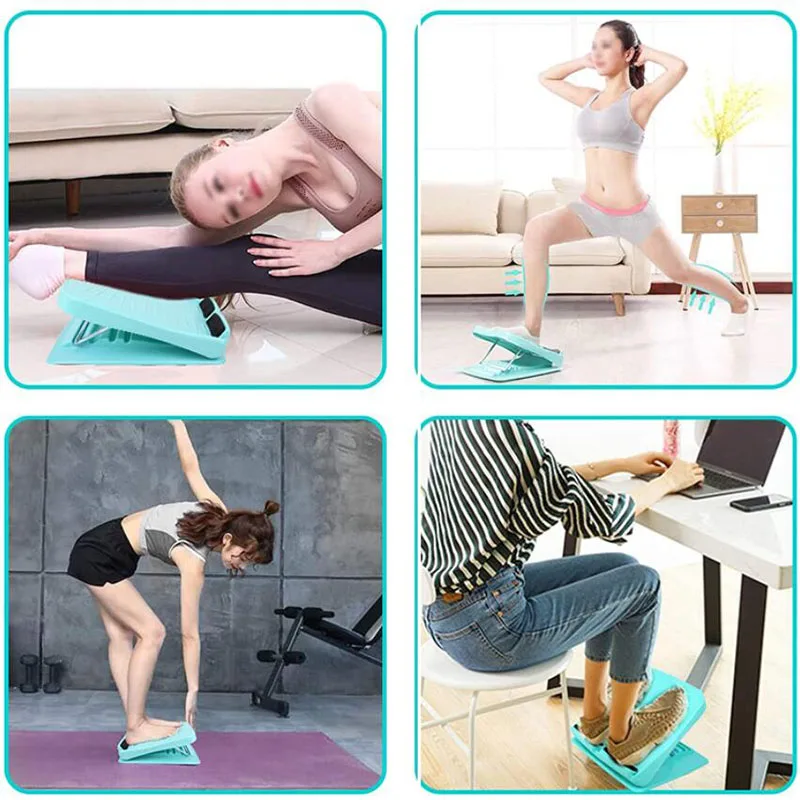 Murah Lipat Kebugaran Papan Miring Pedal Betis Tandu Pergelangan Kaki Papan Peregangan Gym Yoga Pijat Tandu Peralatan Dapat Disesuaikan 4 Tingkat