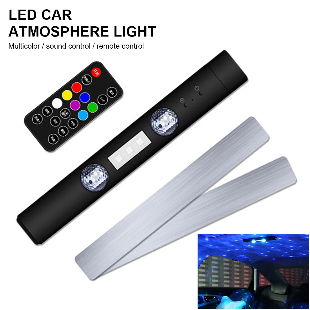 

Car Atmosphere Light Portable 5 Modes Ambient Light with Remote Control Multi-color Car Home USB Rechargeable Decorative Light