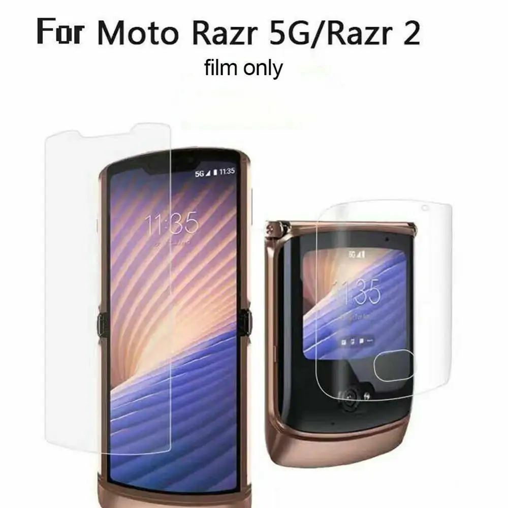 Мягкая Гидрогелевая пленка 3 в 1 для Motorola Moto Razr 5G Защитная экрана HD Back 2020 мягкая