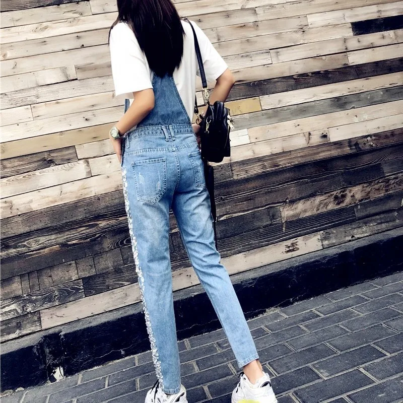 Женские джинсовые комбинезоны Свободные Комбинезоны из денима с вырезами и