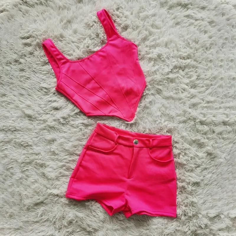 

ZKYZWX Sexy Club Outfits 2 Piece Set Women 2020 Summer Clothes Irregular Crop Top and Biker Shorts Suit Two Piece Matching Sets
