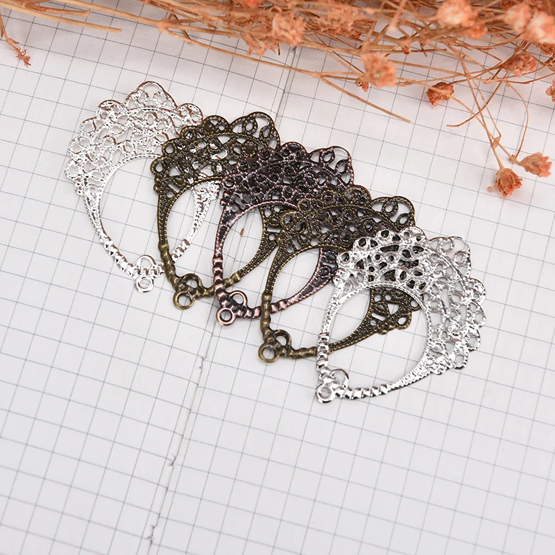 

30pcs DIY Jewelry Earrings Ear Stud Pin Filigree Wraps Metal Connectors Crafts for Jewelry Making Accessories Charm Pendant