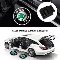 2pcsset car led door welcome light laser ghost projector logo light for skoda octavia 2 3 kodiaq car accessories car exterior