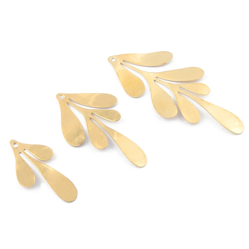 10 шт Необработанные латунные листья перо цветок Подвески кулон DIY ожерелье
