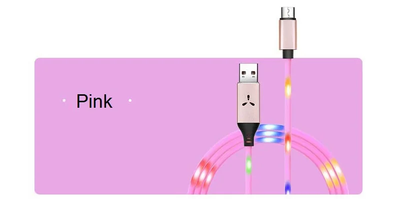NOHON светодиодный мигающий usb-кабель для iPhone X, XS, XR, для samsung, S10, S9, быстрая зарядка, Тип C, Micro USB, шнур для передачи данных - Цвет: Pink