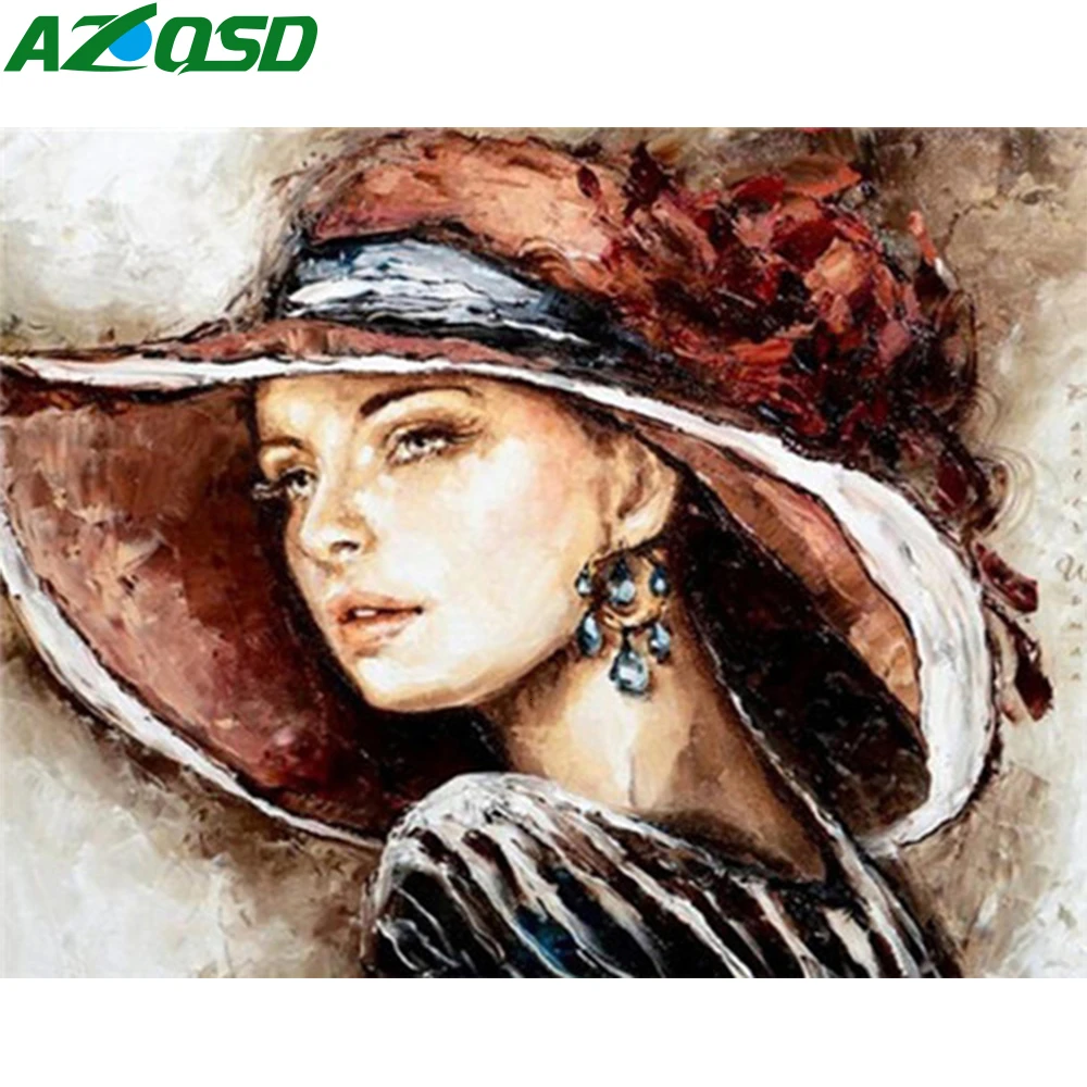 Раскраска по номерам для взрослых AZQSD самодельная раскраска женщин рама