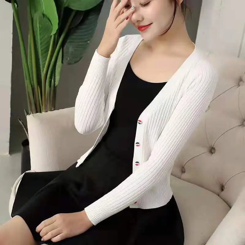 

Трикотажный женский кардиган, осеннее платье, новинка 2019, приталенное короткое пальто на весну и осень, Корейская версия