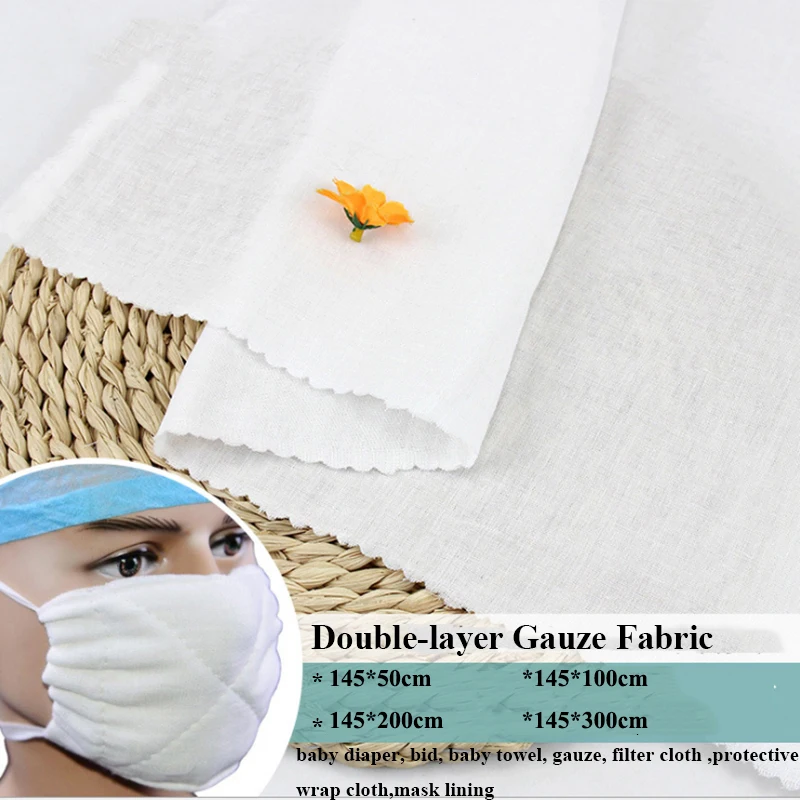 Двухслойная белая марлевая ткань из чистого хлопка детское Слюнявчики