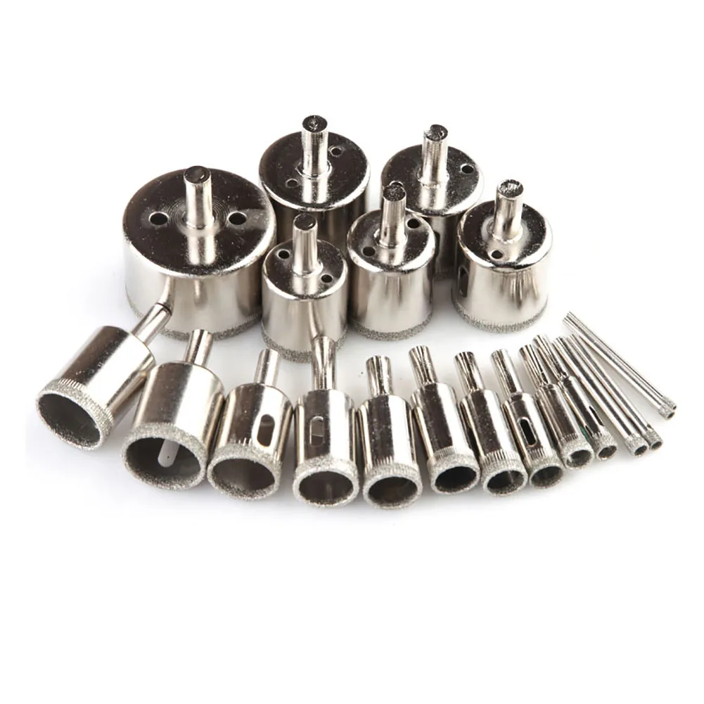 

20pcs Diamond Coated Drill Bit Set Tile Marble Glass Ceramic Hole Saw Drilling Bits For Power Tools 3mm-50mm