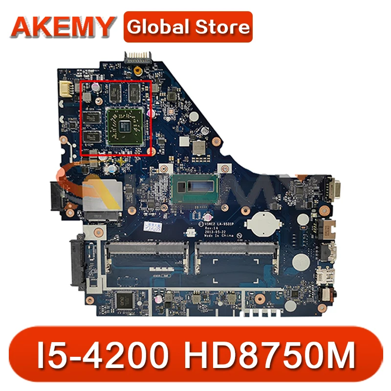 

For Acer E1-572 V5-561G E1-572G Laptop Motherboard V5WE2 LA-9531P With I5-4200 CPU HD8750M GPU 100% Fully Tested