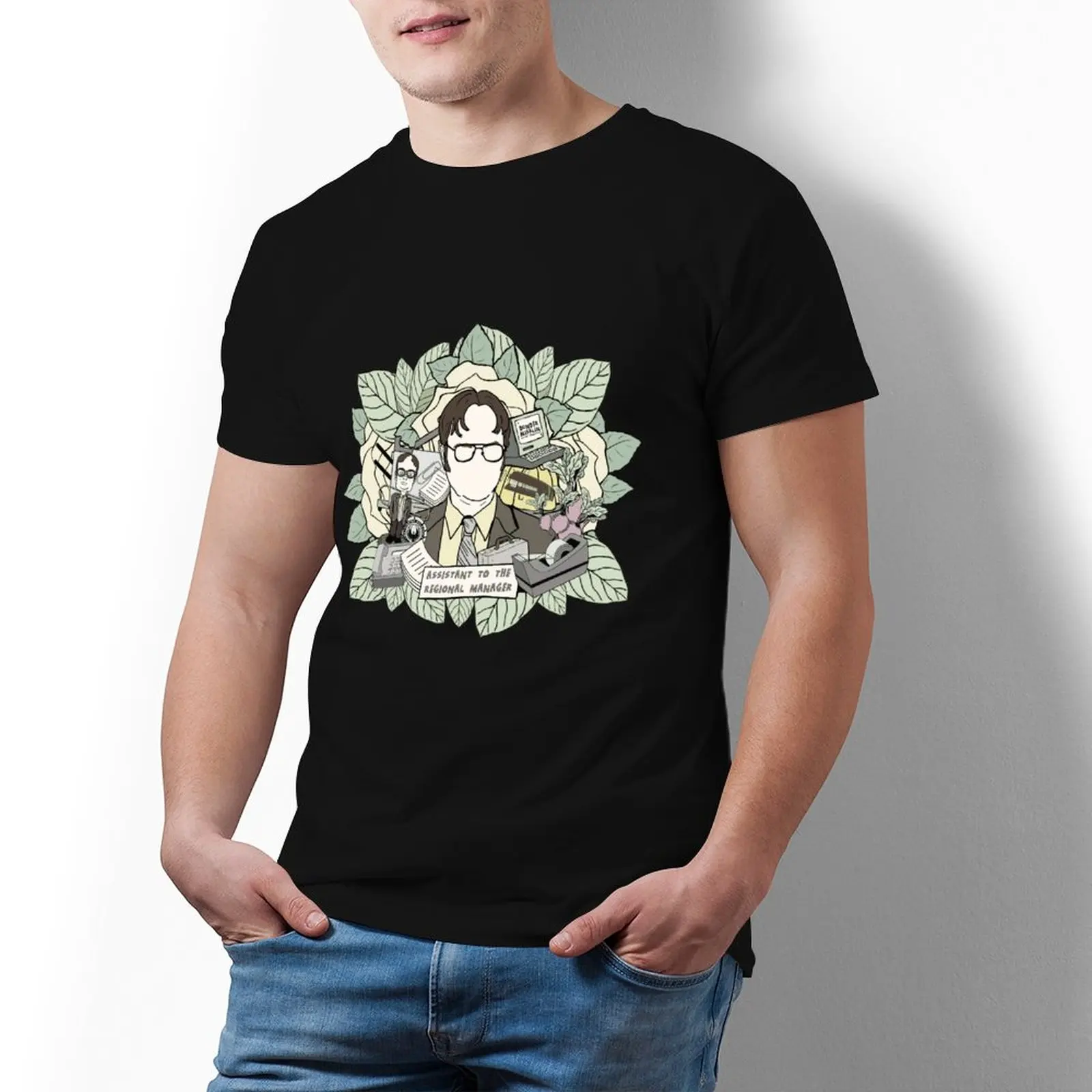 

Офисная футболка, забавная хлопковая футболка с коротким рукавом, уличная одежда с принтом, Мужская футболка