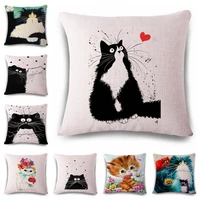 smart creative cat cushion cover print linen affection sofa car seat family home decorative throw pillow case housse de coussin