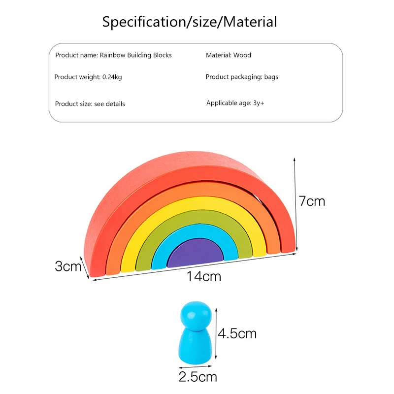 

Creative Wood Rainbow Stacked Balance Blocks DIY Children's Wooden Rainbow Toy Baby Toy Montessori Educational Toys For Children
