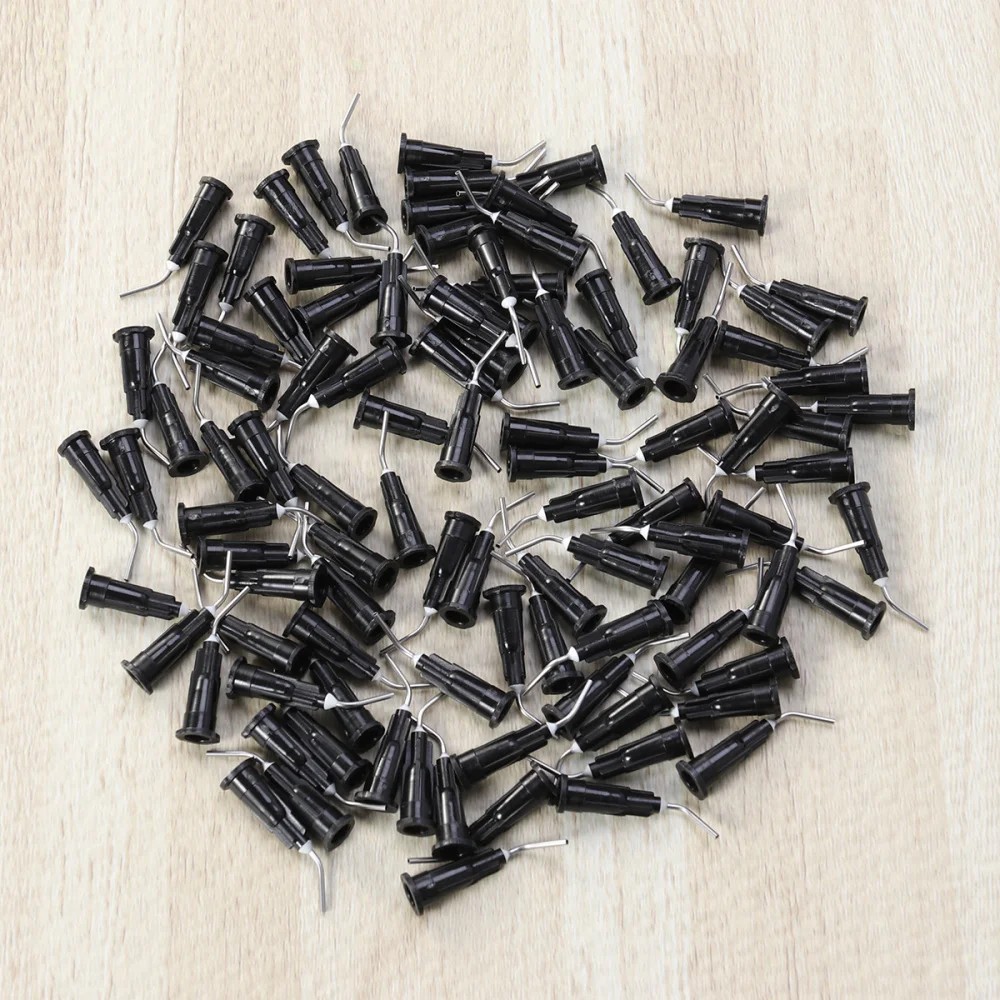 

100PCS Resin Bent Needles Tip Disposable Composite Needles Cleaning Tool (18G 1.2MM Black)
