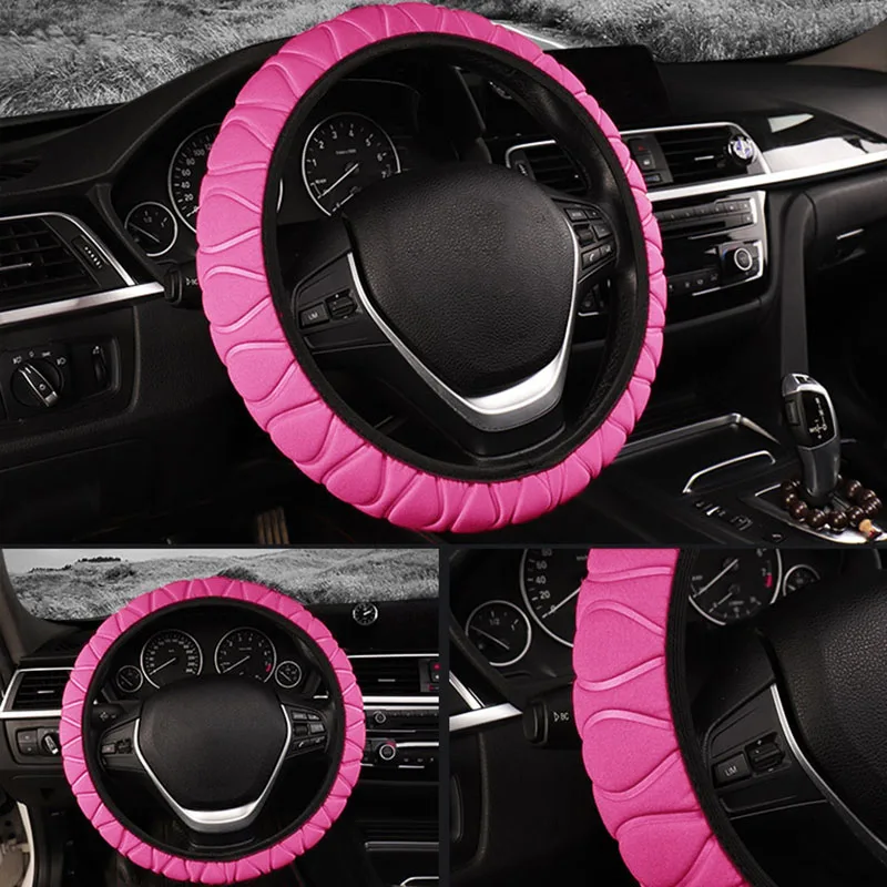 

Steering Wheel Cover For Peugeot Anti-Skid Breathable Pink Steering Wheel Cover Car Accessories36-40cm