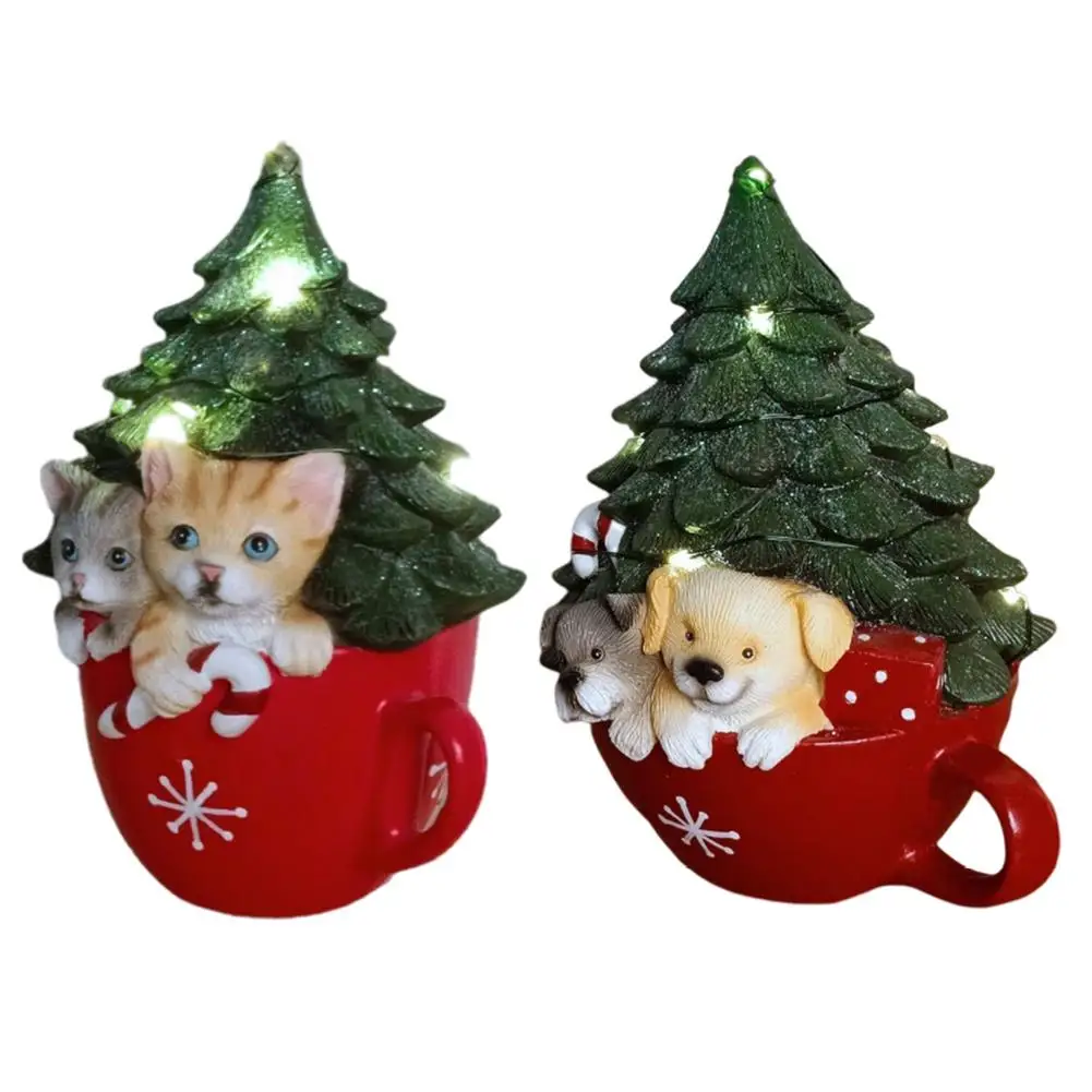 

Christmas Tree Cup With Light Tree Cats Dogs Snowflake Resin Crafts Mug Decoration Fashion Style Lighting Pendulum Cute Display