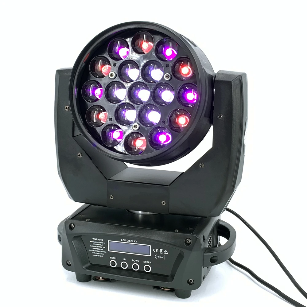 19x15W светодиодный зум луч мыть круг Управление Moving головной светильник RGBW 4in1Beam