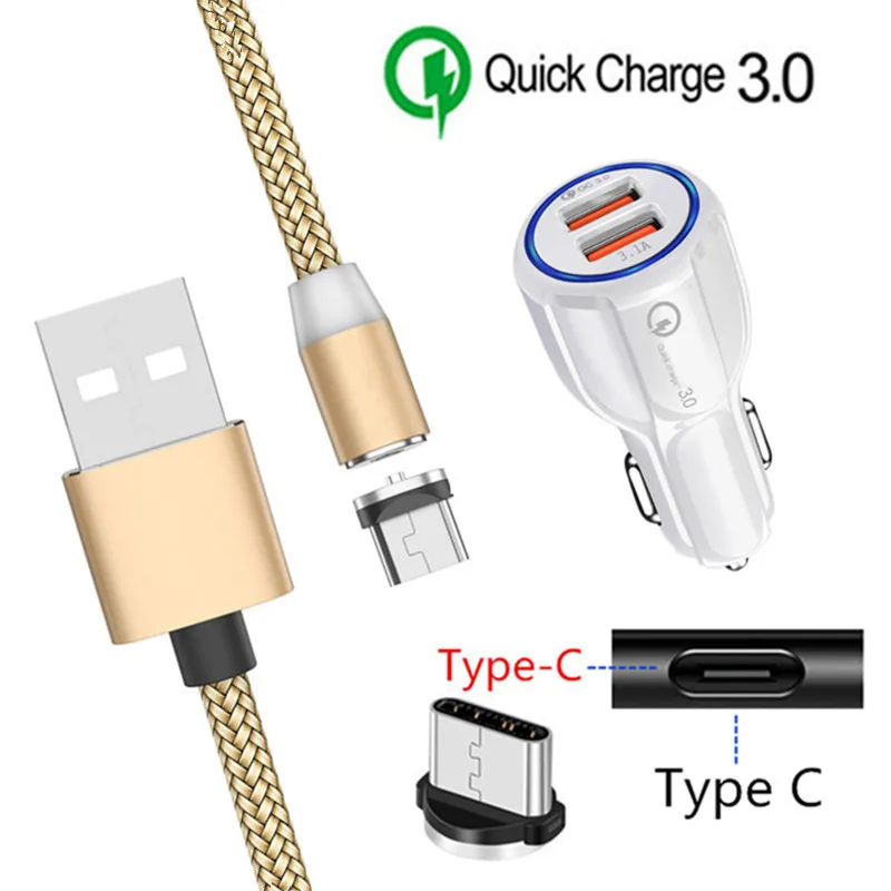 Магнитный кабель USB Type C QC 3 0 для Samsung galaxy S8 S9 A40 Huawei P20 lite P30 Sony Xperia 1 10 Plus XA1 XZ3 быстрое