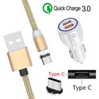 Магнитный кабель USB Type-C QC 3,0 для Samsung galaxy S8 S9 A40 Huawei P20 lite P30 Sony Xperia 1 10 Plus XA1 XZ3 быстрое автомобильное зарядное устройство