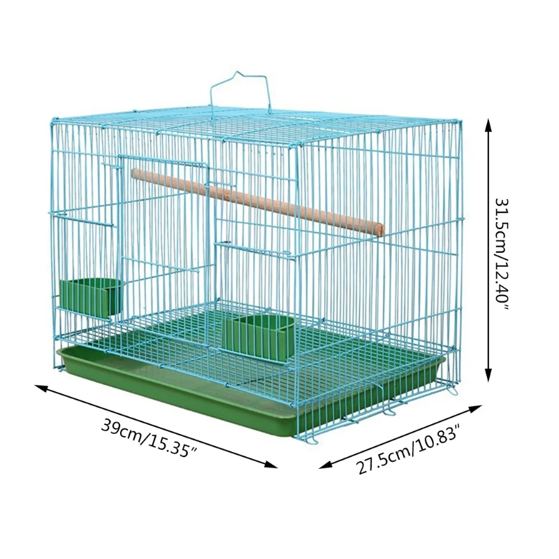 

H051 Wire Rectangular Small Cage for Small Birds and Canaries Rekord Equipped with Bird Standing Stick and 2 Semicircular