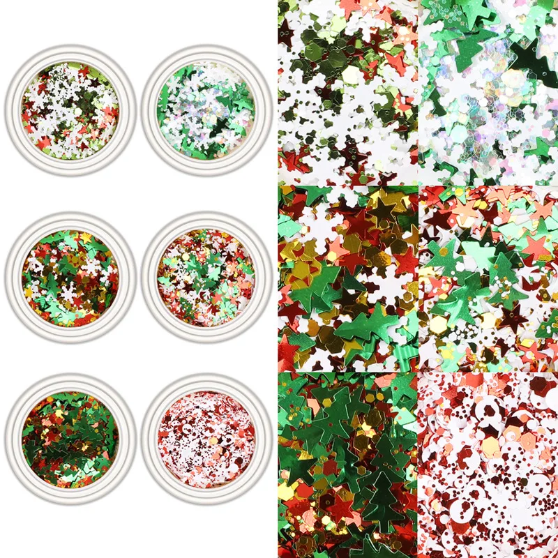 

New DIY Nail Art Sequins Christmas Nail Art Snowflake Sequins Christmas Tree Star Mixed Nail Decoration Sequined Nail Art Nails