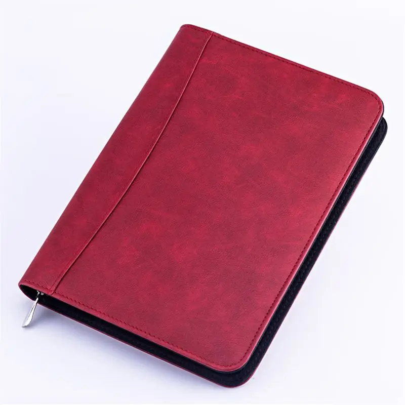 

Faux Leather A5 Padfolio with Calculator Zipper Binder Notebook Briefcase File