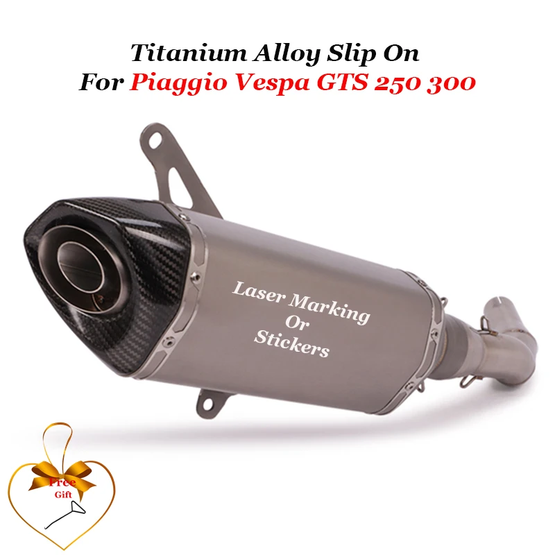 

Titanium Alloy Slip On For GTS300 Piaggio Vespa GTS 250 300 Motorcycle Exhaust Escape Middle Link Pipe Muffler DB Killer