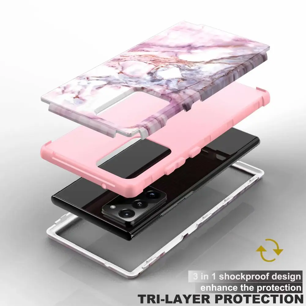 Marble Hybrid Armor Case For Samsung Galaxy Note 20 Ultra S21 Plus 5G Coque 360 Full Anti-knock Cover Note10 S10 Shockproof Case