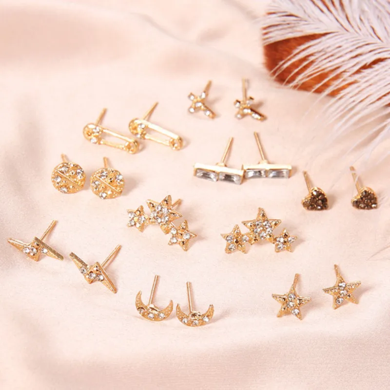 

2021 Jewelry Gifts Women Heart Star Moon Cross Earrings