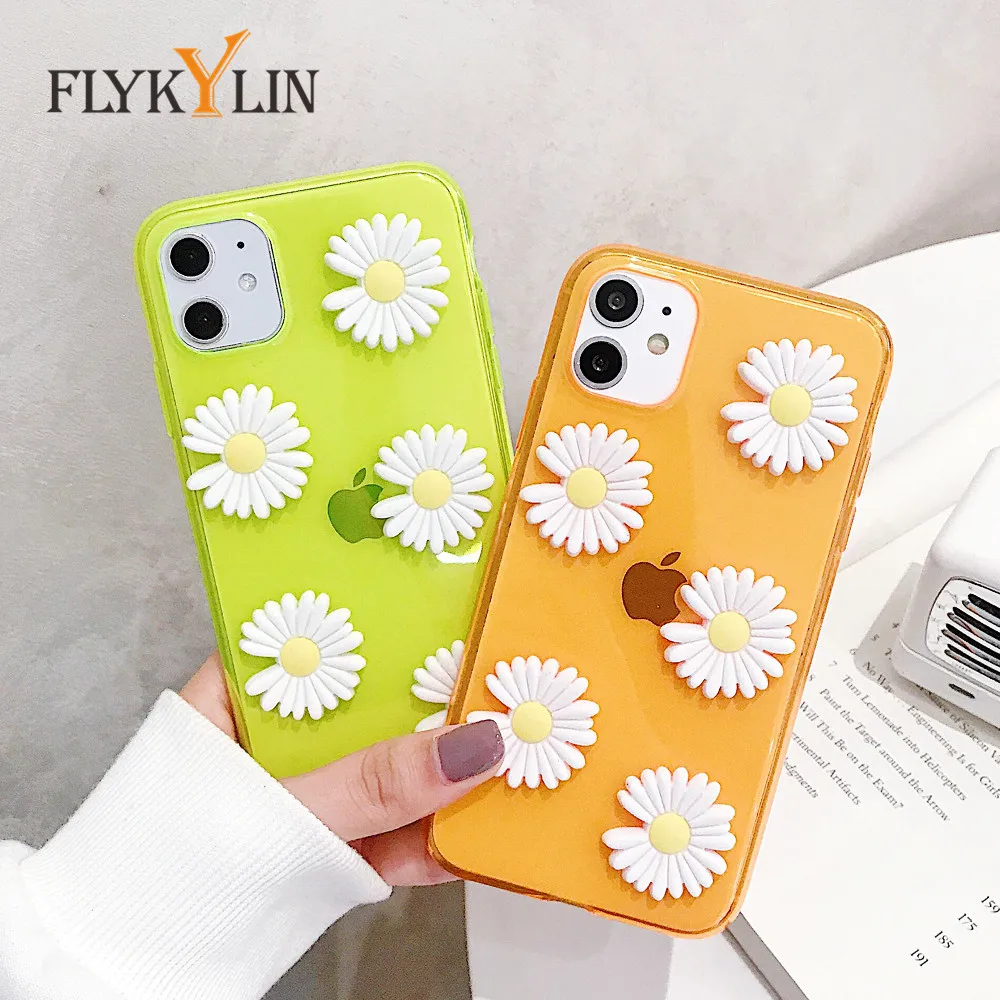 Флуоресцентный чехол для телефона iPhone 11 Pro Max XR XS X 7 8 Plus оранжевый лимон сплошной