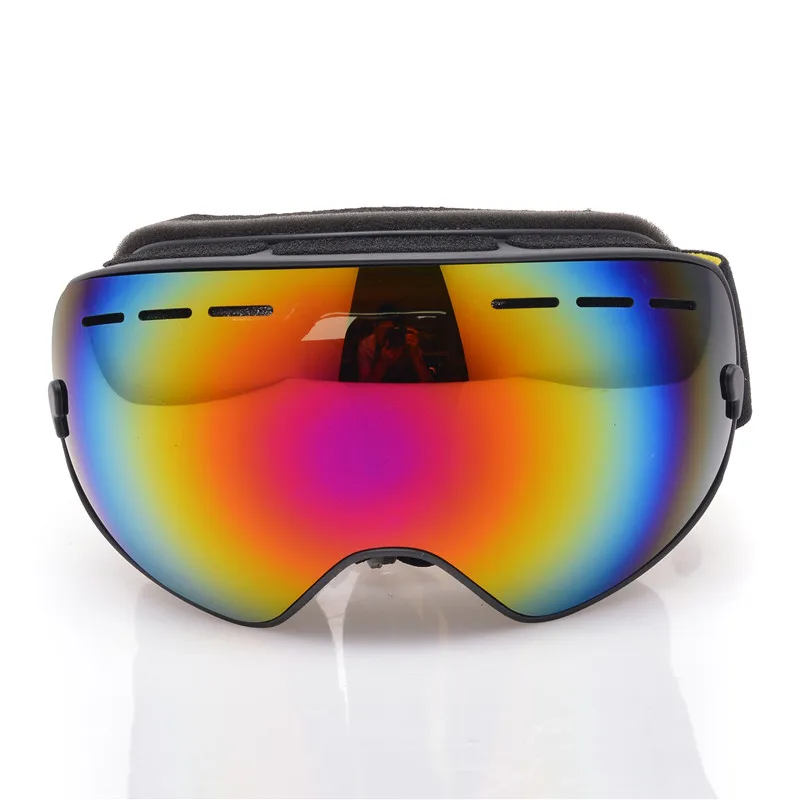 BLACK frame red lens Очки для катания на лыжах и сноуборде. Большие сферические маски UV400, очки для катания на лыжах, для мужчин и женщин, профессиональные очки для лыжного спорта - Цвет: BLACK frame red lens