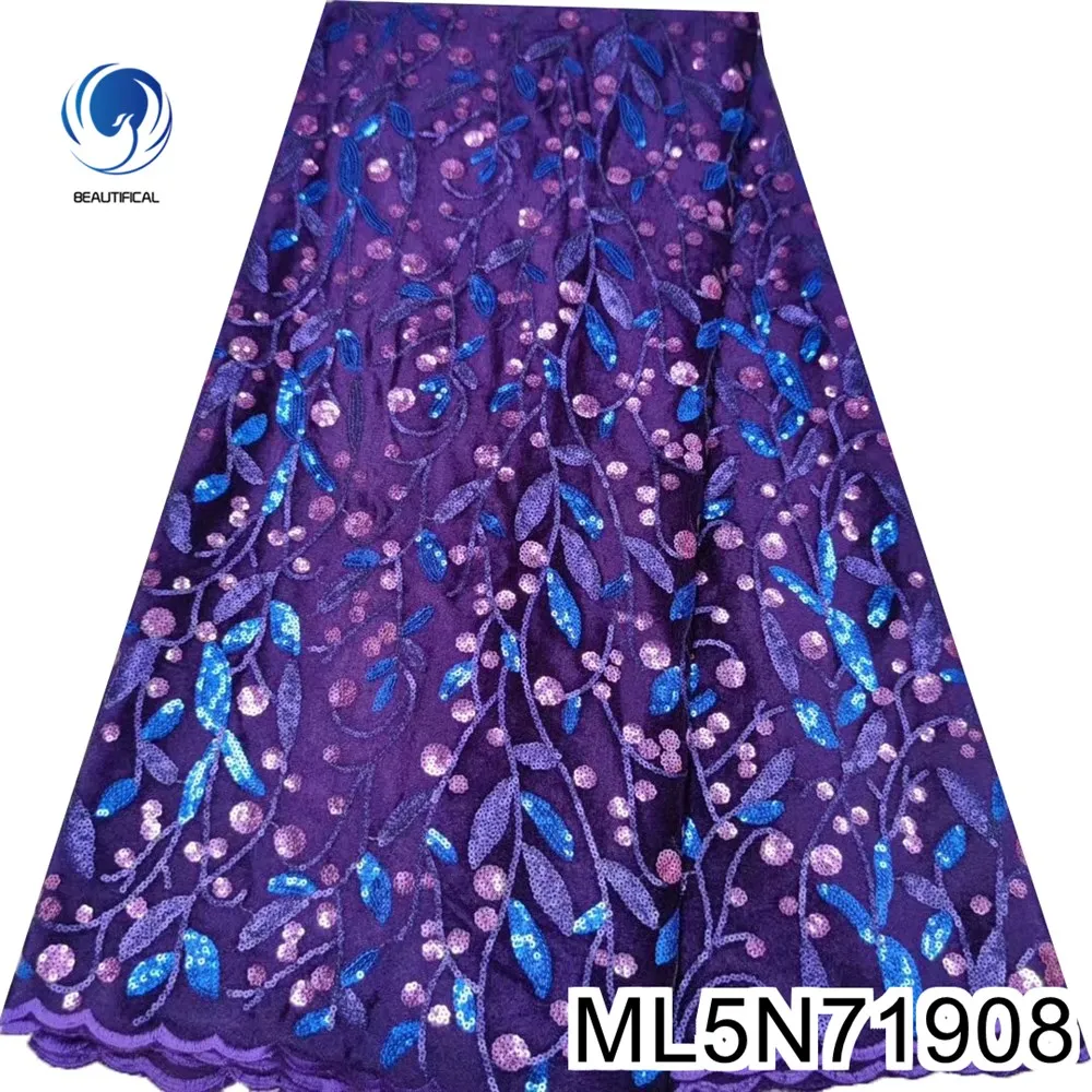

BEAUTIFICAL sequins nigerian lace for cloth velvet french lace fabric sewing african lace party velvet material ML5N719