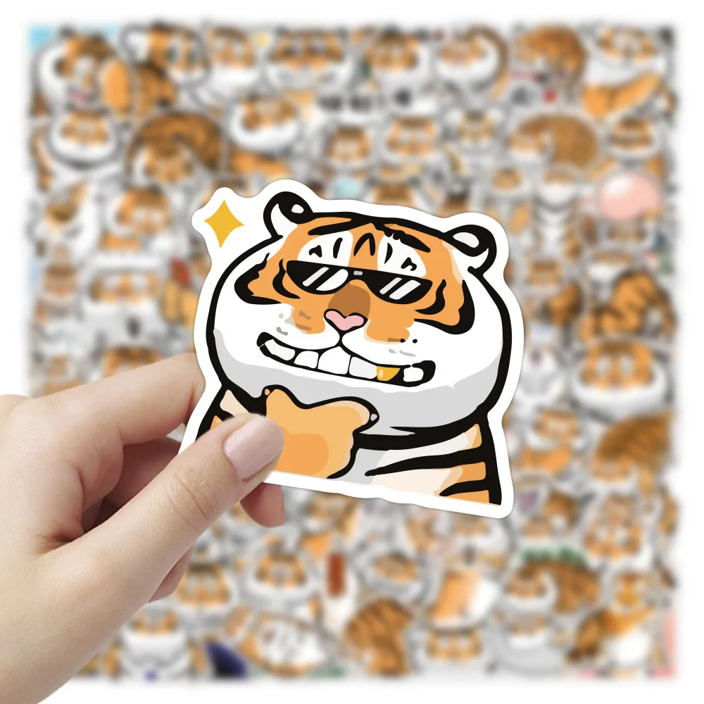 1050100pcs cute funny anime tiger animal graffiti sticker laptop guitar luggage phone office waterproof sticker decal kid toy free global shipping