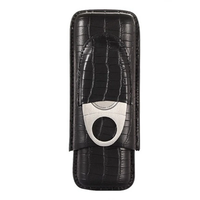 

Кожаный сигарный чехол для путешествий, Портативный 2 трубки держатель хьюмидор с сигарный резак, аксессуары для сигар