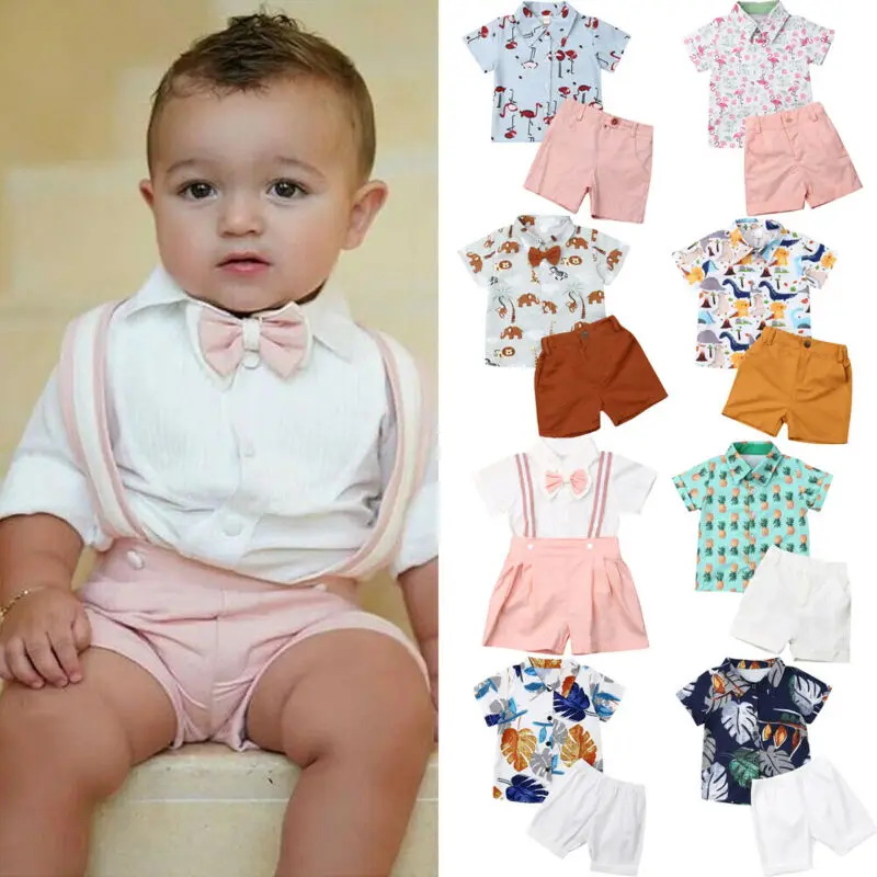 Детская одежда для новорожденных футболка маленьких мальчиков топы + короткие