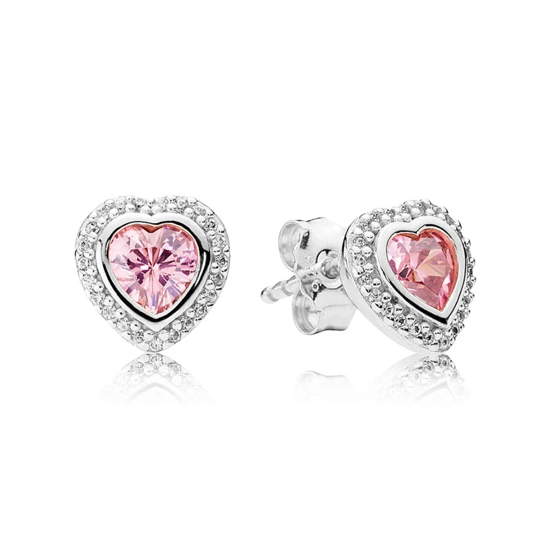 Серьги-гвоздики с кристаллами в форме сердца | Украшения и аксессуары