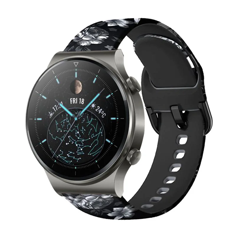 Ремешок силиконовый для Huawei Watch GT 2 Pro спортивный браслет с радужным принтом