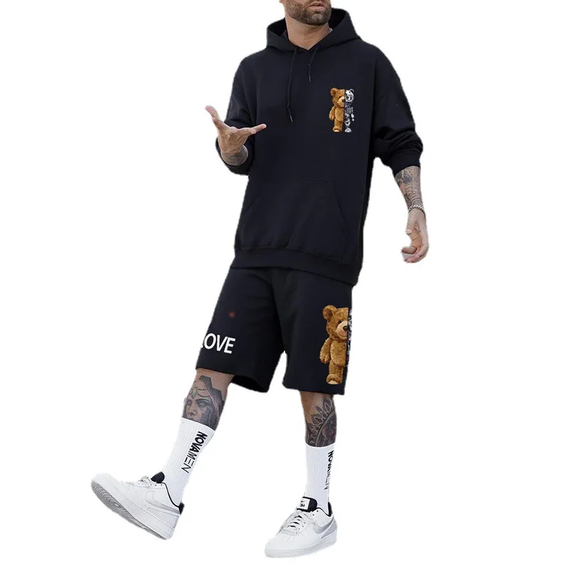 

New Summer Men's Suit Casual Cotton Short-Sleeved O-Neck T Shirt Shirt Shorts 2-Piece Men Fashion Slim Jogging Sportswear Suit