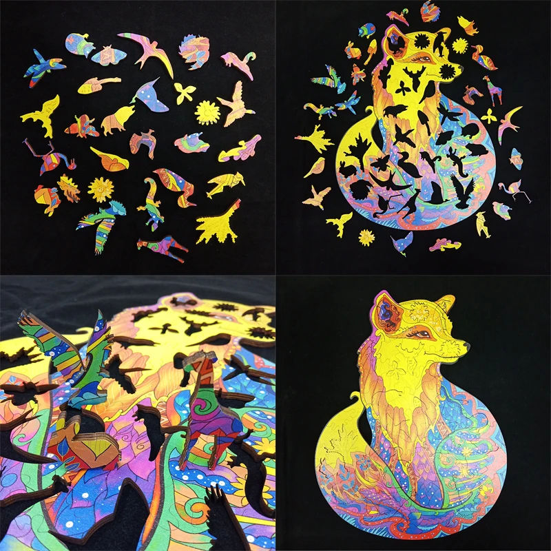 Feooe Размер A5 серия животные с цветами кошкой деревянная головоломка для детей и