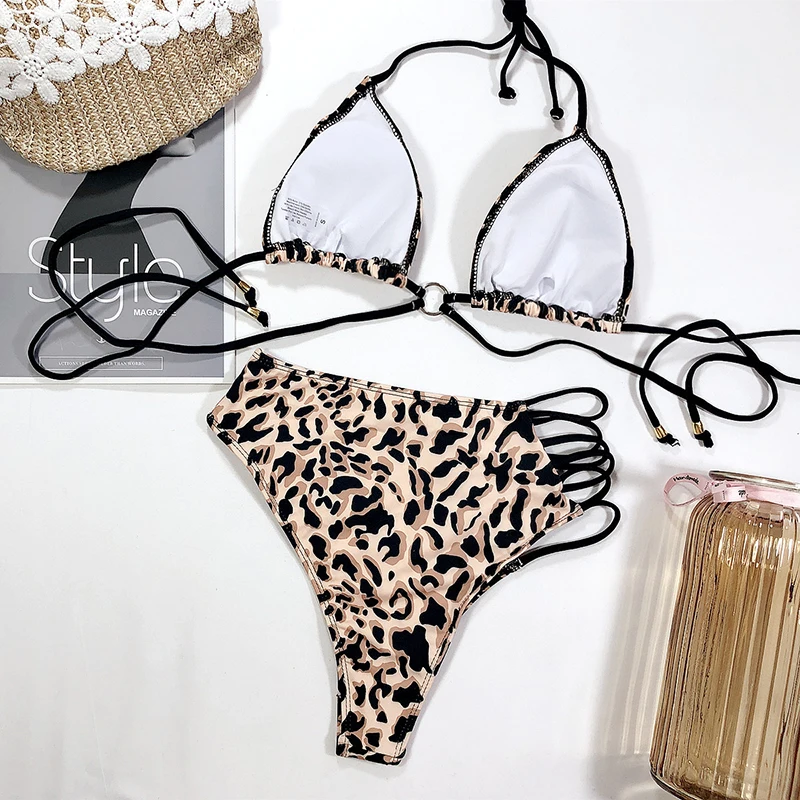 

Sexy Drawstring Women's Swimsuit Bikini High Waist Swimwear Female Push Up Thongs Bikini Set Bandeau Beachwear Bodysuit