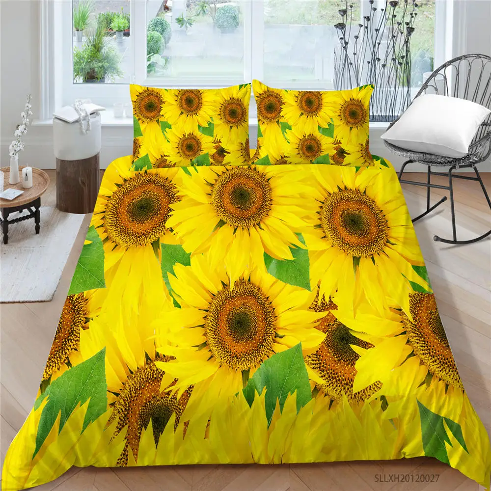 

3D Floral Bed Set Single Beautiful Sunflowers Duvet Cover For Kids Queen Twin Full Double King Size Bedding Set High End